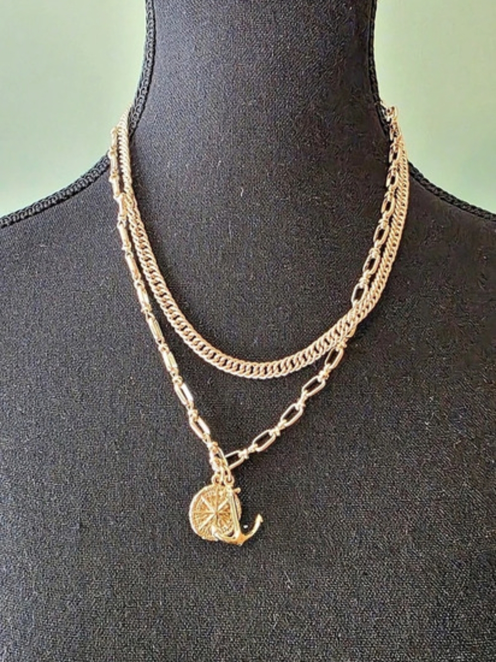 J.Crew Factory Layered Pendant Necklace in Gold NWT